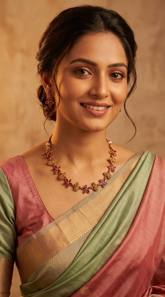 Gold-Toned Floral Lakshmi Choker  Necklace 218