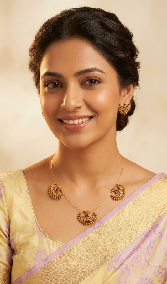 Gold-Toned Chandbali Designed Invisible Necklace 1186