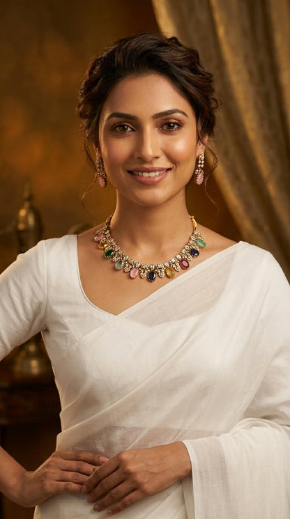 Gold-Toned Floral AD Necklace 639