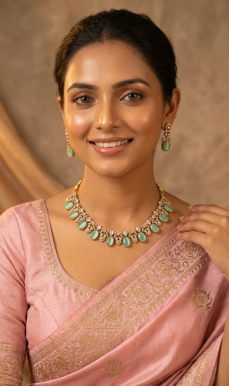 Gold-Toned Floral AD Necklace 639