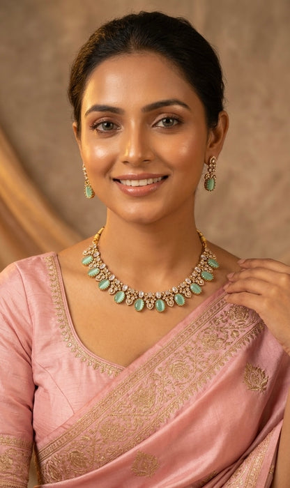 Gold-Toned Floral AD Necklace 639