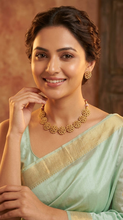 Gold-Toned Floral Choker Necklace 1197
