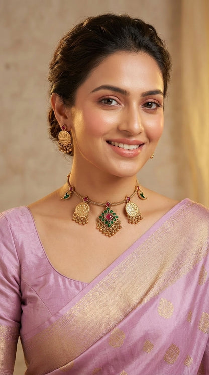 Gold-Toned Mango Lakshmi Necklace 1201