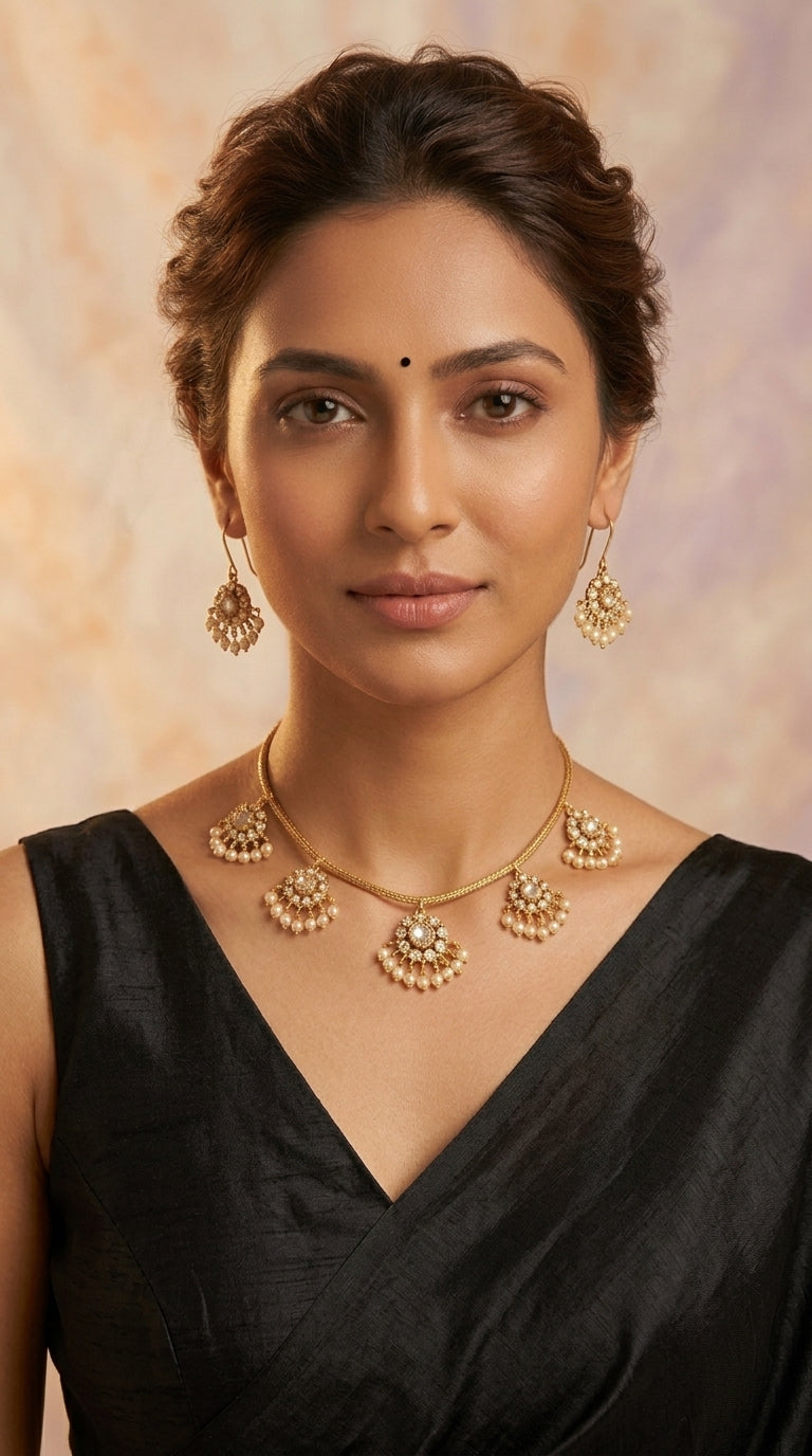 Gold-Toned Cluster Pendant Kemp Stone Necklace 903