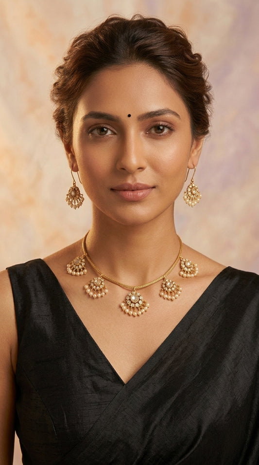 Gold-Toned Cluster Pendant Kemp Stone Necklace 903