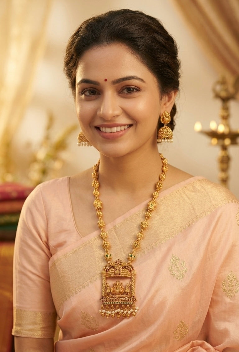 Gold-Toned Temple Lakshmi Long Necklace 365