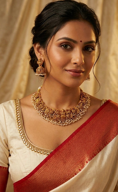 Gold-Toned Lakshmi Pendant Necklace 319