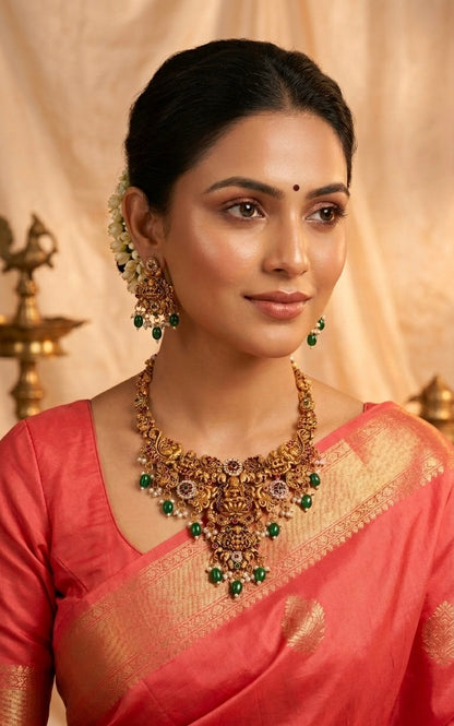 Gold-Toned Lakshmi Peacock Motif Necklace 207