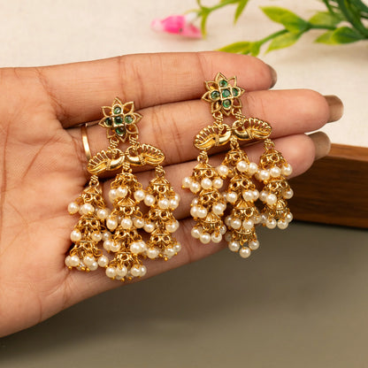 Gold-Floral Peacock Layered  Earring ER 1045
