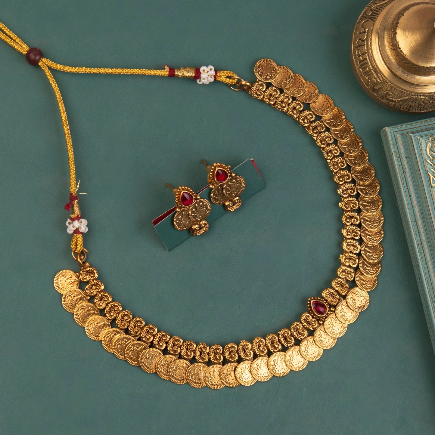 Gold-Toned Kaasu Floral Necklace 1212