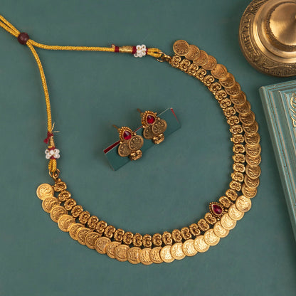 Gold-Toned Kaasu Floral Necklace 1212