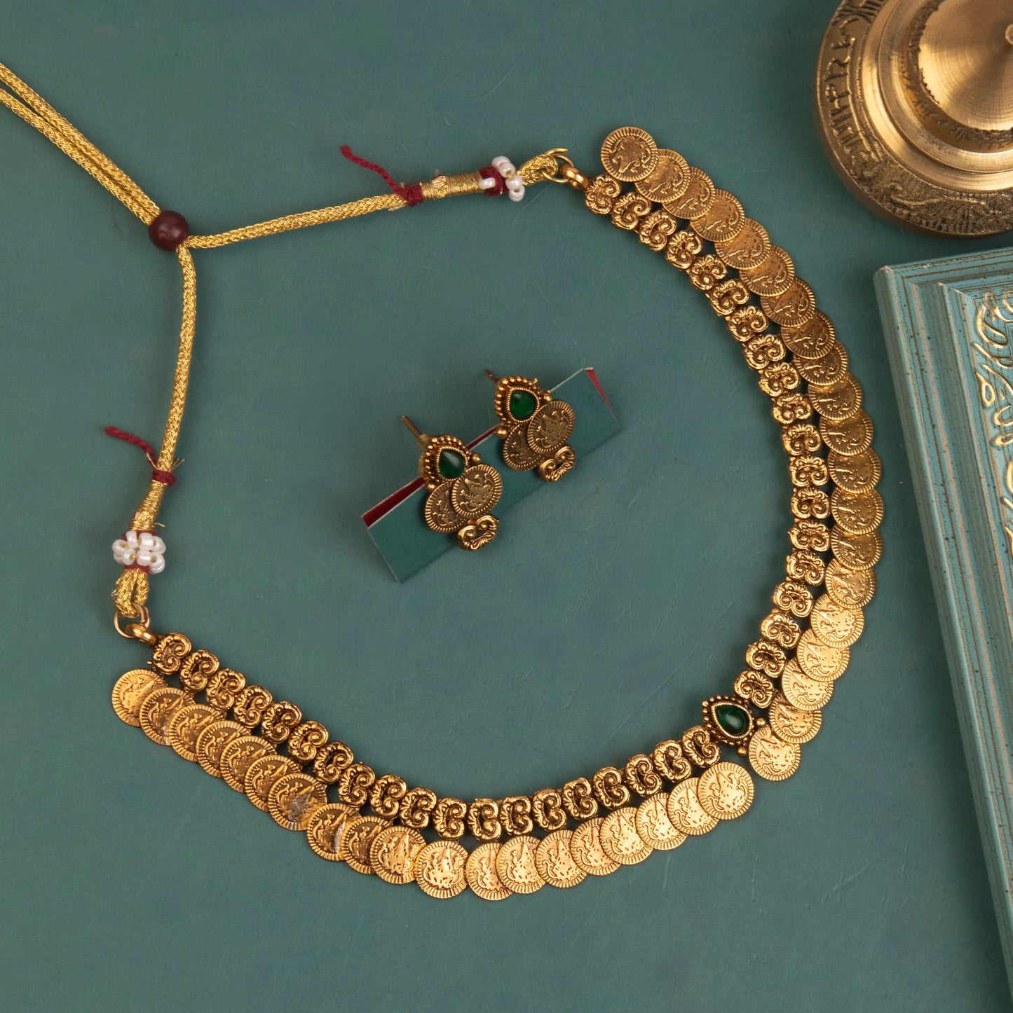 Gold-Toned Kaasu Floral Necklace 1212