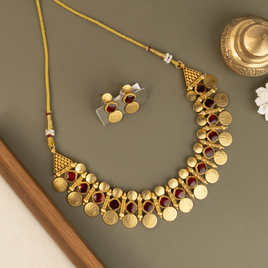 Gold-Toned Lakshmi Kaasu Choker Necklace 1483