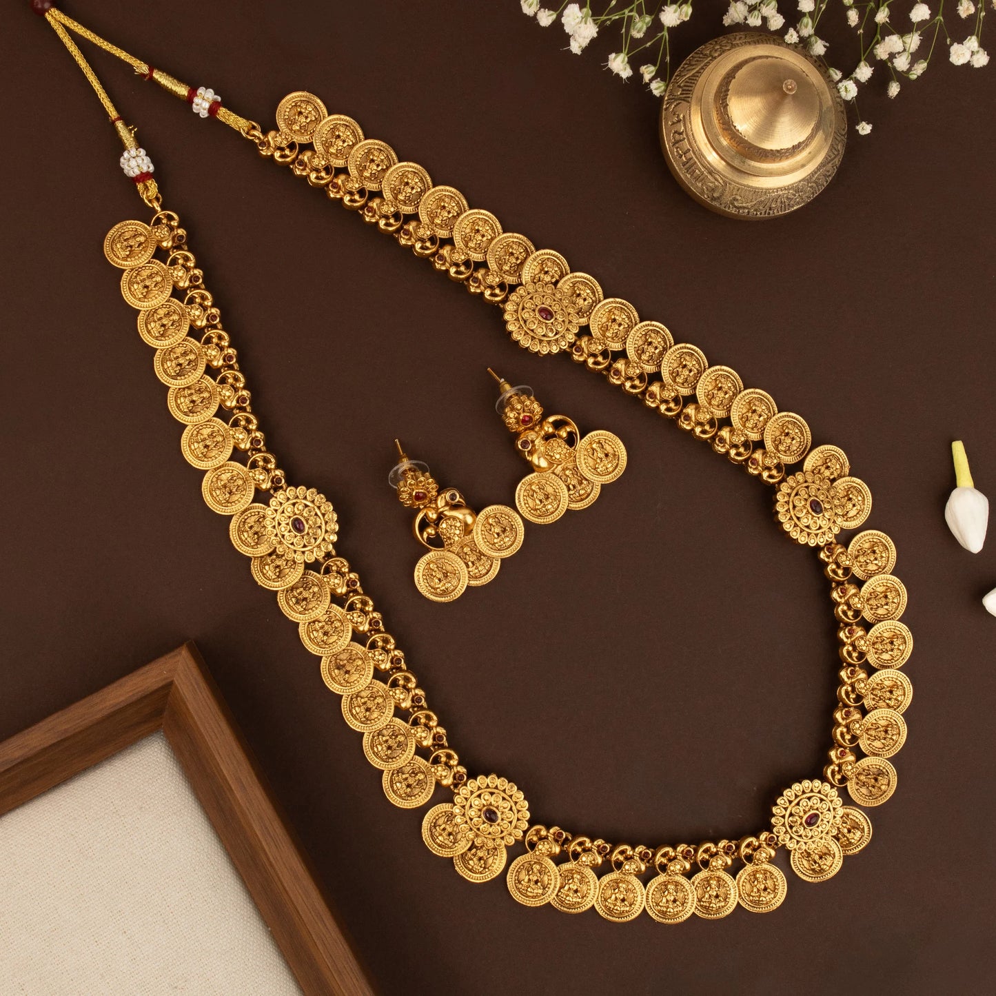 Gold-Toned Floral Kashu Lakshmi Long Necklace 302
