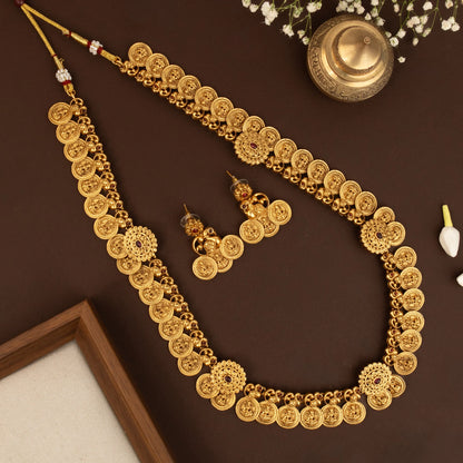 Gold-Toned Floral Kashu Lakshmi Long Necklace 302