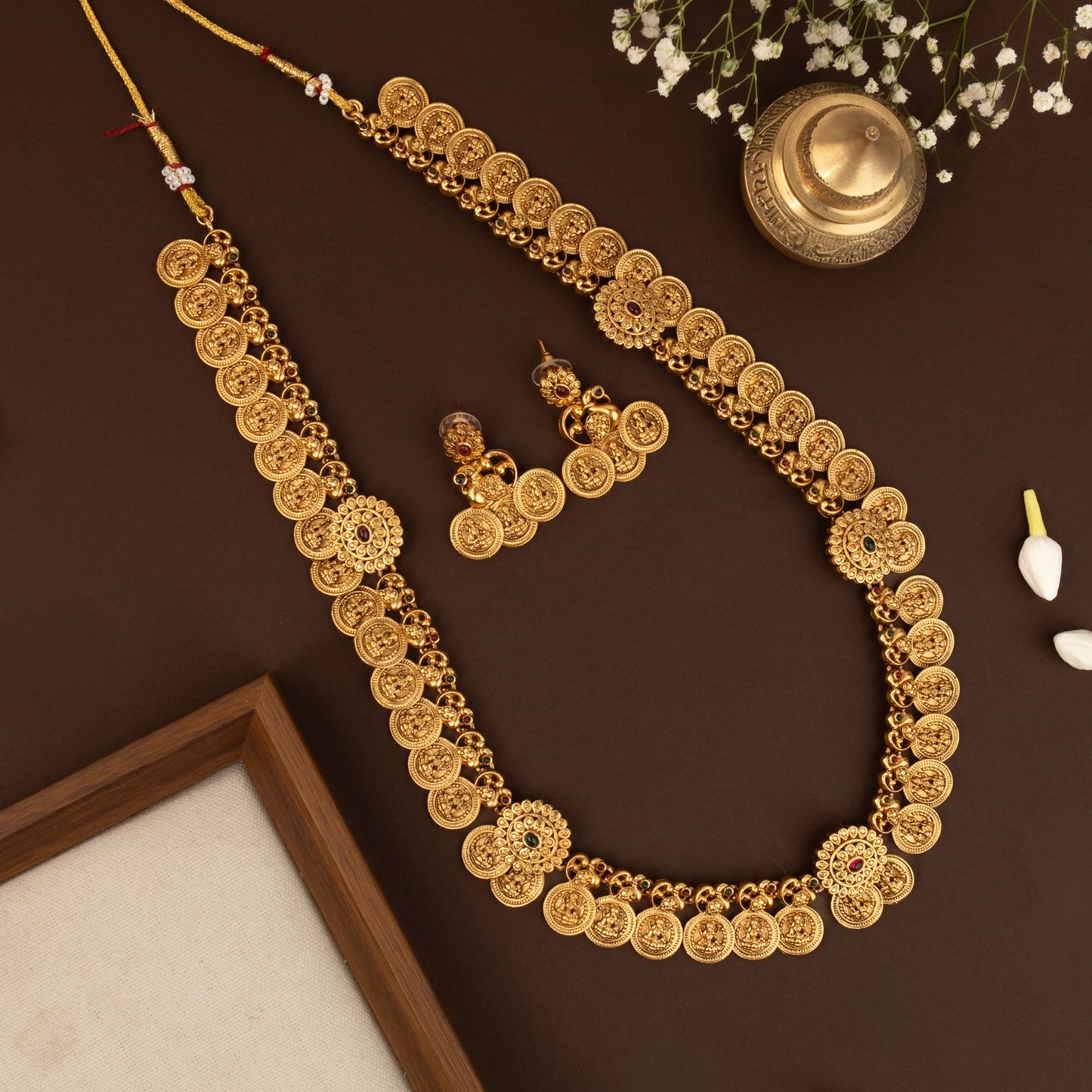 Gold-Toned Floral Kashu Lakshmi Long Necklace 302