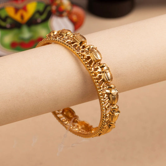 Gold-Polish Elephant Designed Kada bangles BA 382
