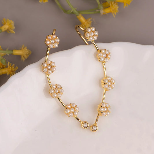 Gold-Polish Floral Ear-Cuff Earrings ER 830