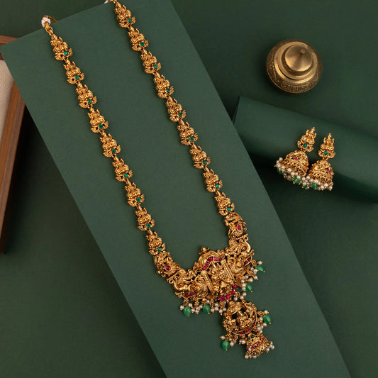 Gold-Toned Traditional Lakshmi Long Necklace 1773