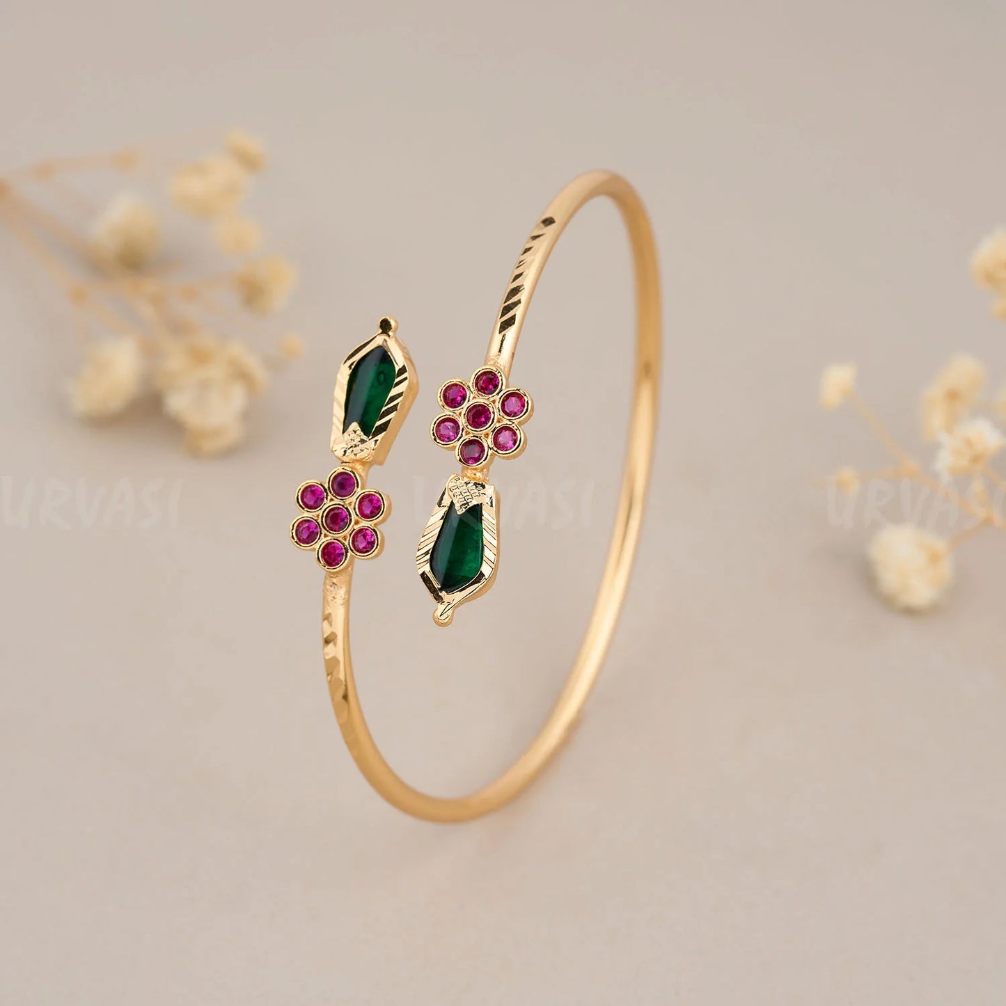 Gold-Toned Traditional Nagapadam Cuff bangles BA 341