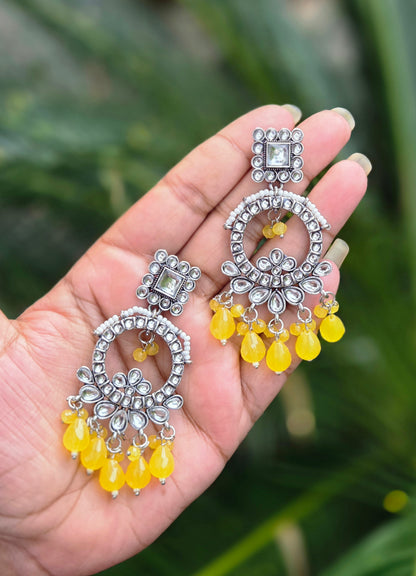 Oxidised Silver Kundan Beaded Earrings  ER 755
