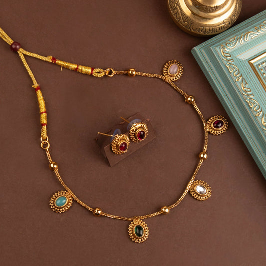 Gold-Polish Simple Floral Choker Necklace 1263