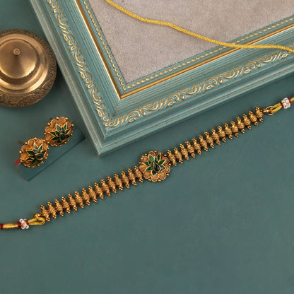 Gold-Toned Floral Lotus Choker Necklace 1202