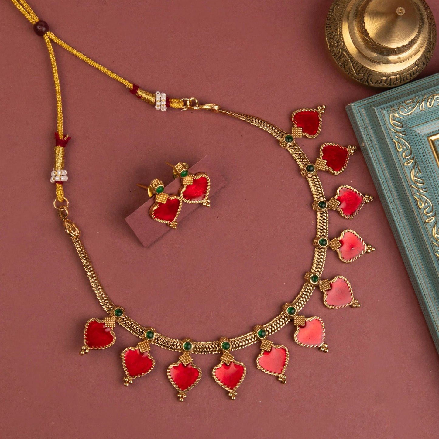 Matte-Gold Polish Palakka Version Necklace 1269