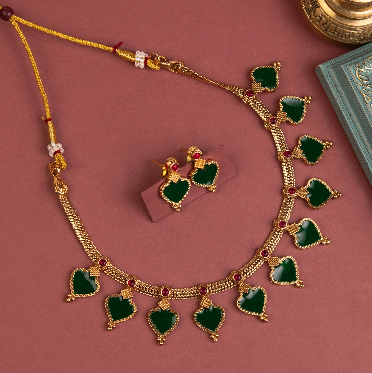 Matte-Gold Polish Palakka Version Necklace 1269