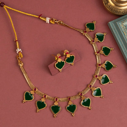 Matte-Gold Polish Palakka Version Necklace 1269
