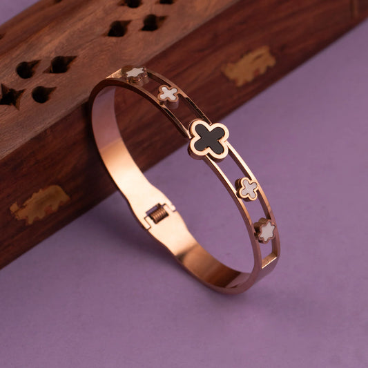 Rose-Gold Polish Floral Anti-Tarnish Cuff bangle BA 376