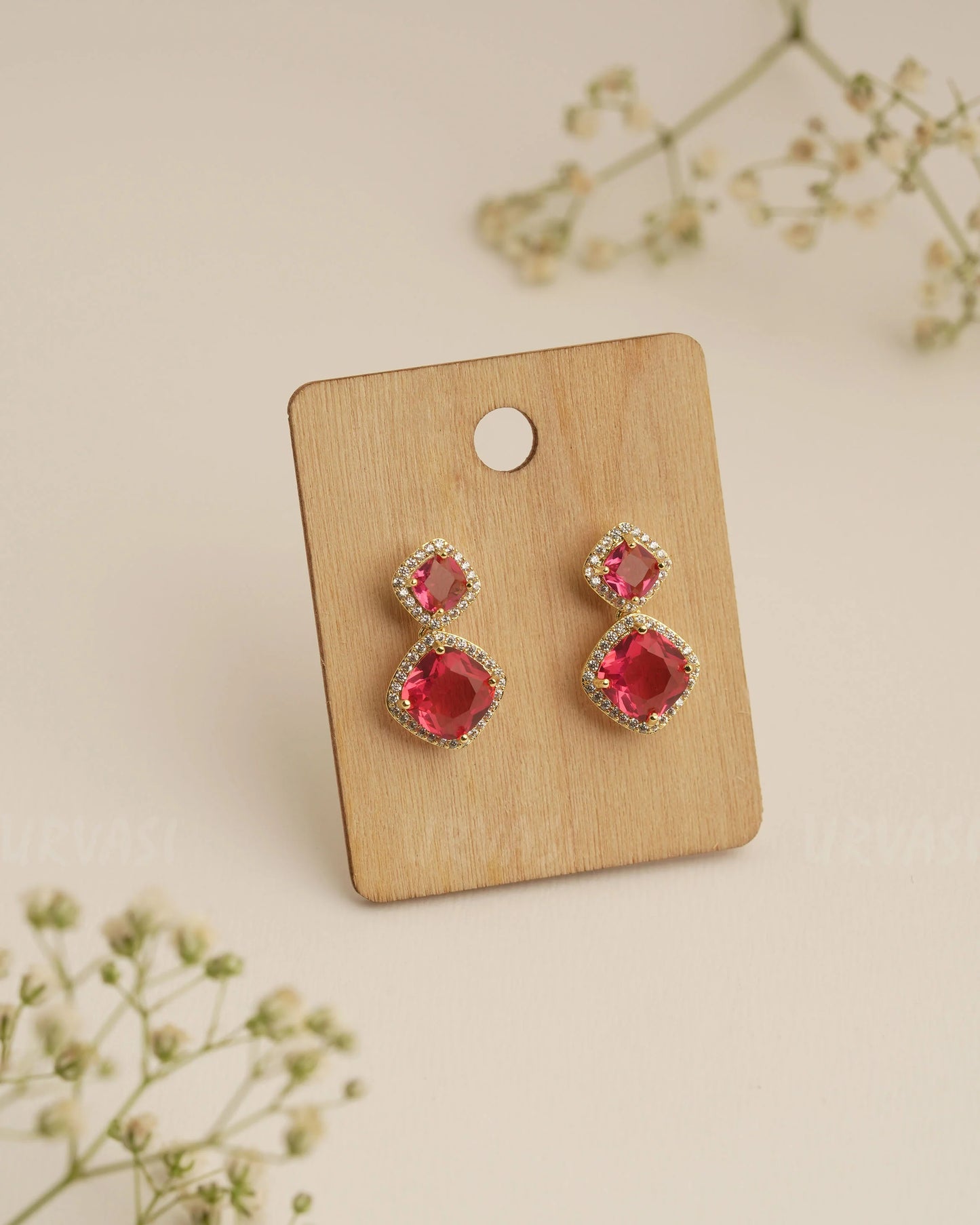 Gold Polish Green AD Stone Imported Earrings ER 296