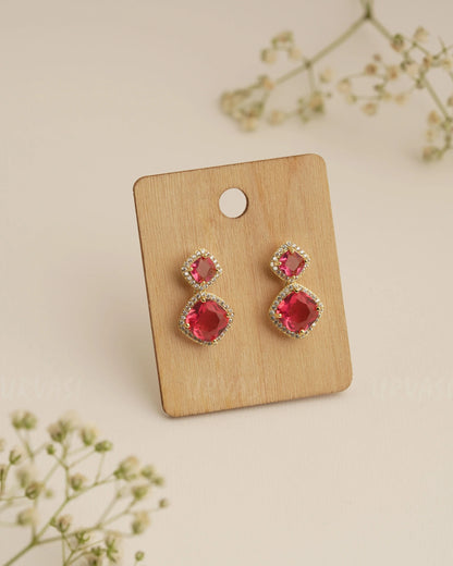 Gold Polish Green AD Stone Imported Earrings ER 296