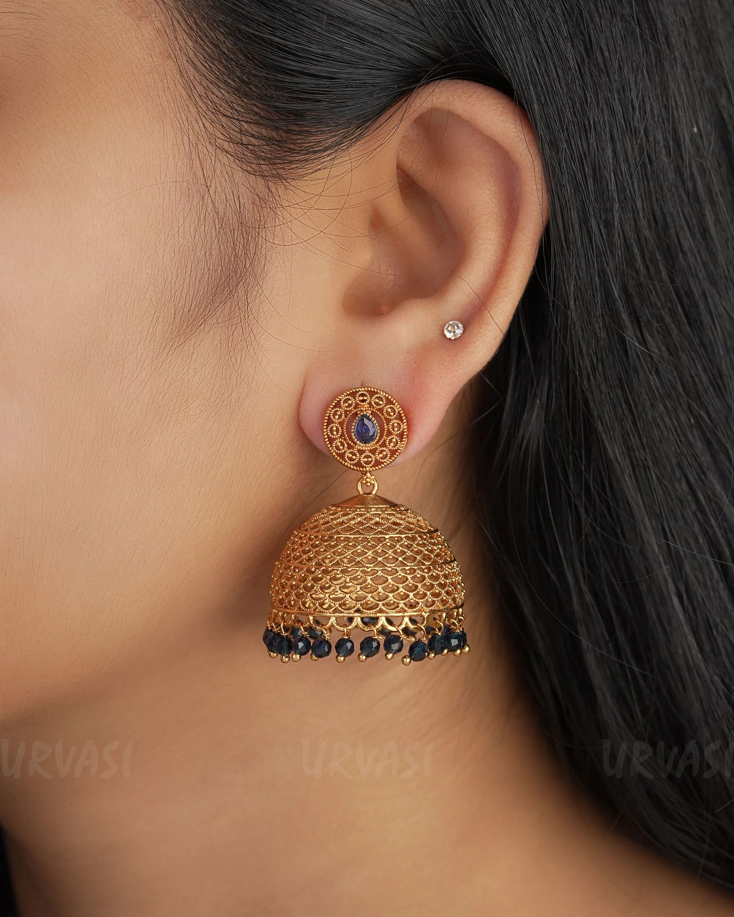 Gold-Toned Floral motif Jhumka Earrings ER 331