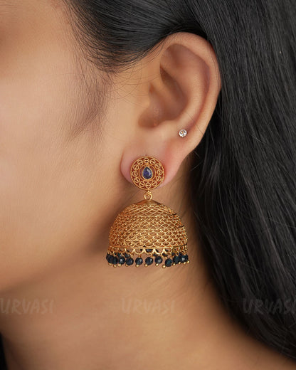 Gold-Toned Floral motif Jhumka Earrings ER 331