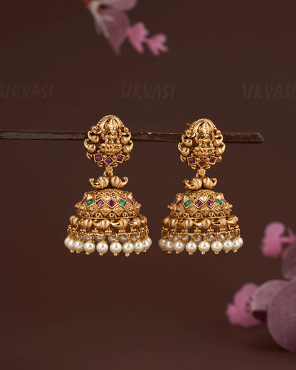 Gold-Toned Lakshmi Jhumka Earrings ER 701