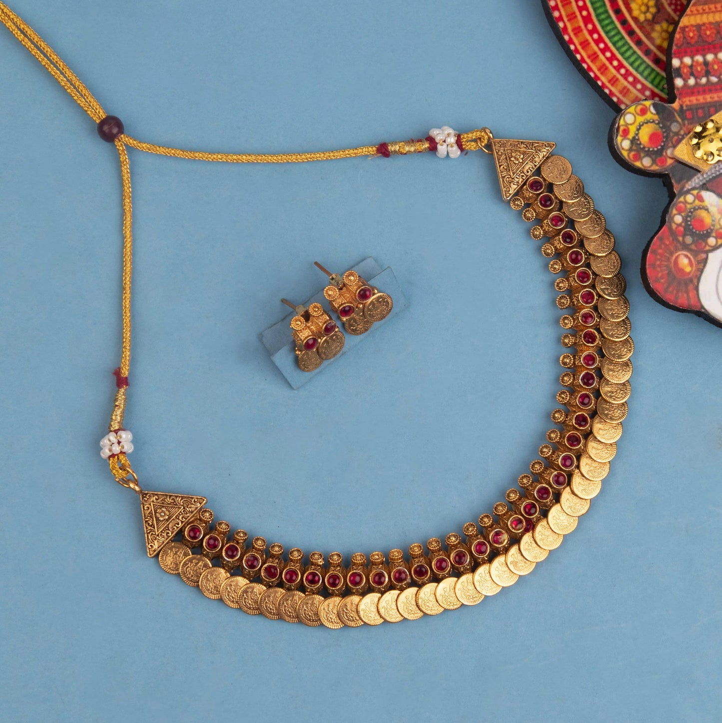 Gold-Toned Temple Kaasu Necklace 1168
