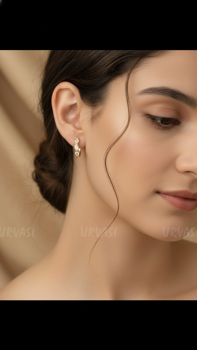 Gold-Plated Huge Hoop Cubic Zirconia Stone Earrings ER 782