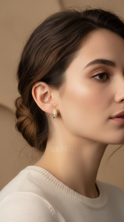 Gold-Plated Huggie AD Hoop Earrings ER 783