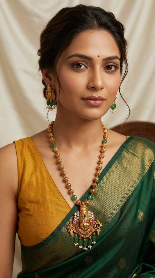 Gold-Toned Venkateswara Swamy Pendant Necklace 1414