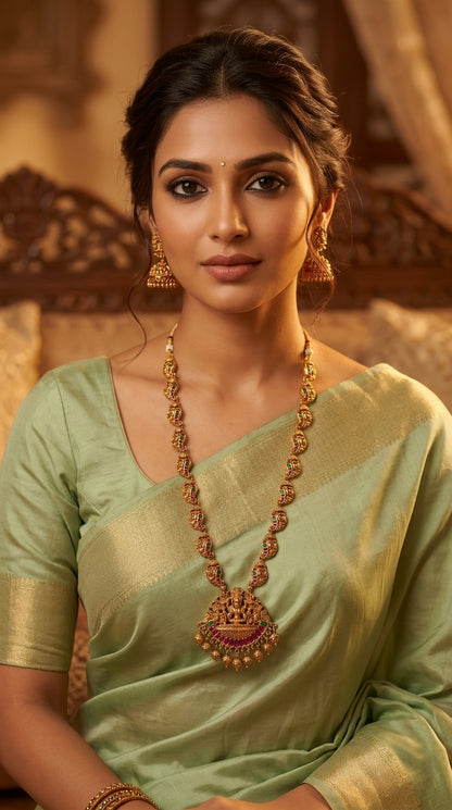 Gold-Toned Lakshmi Pendant Necklace 1420