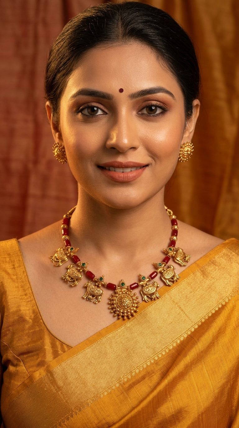 Gold-Toned Kamadhenu Inspired Necklace 1458