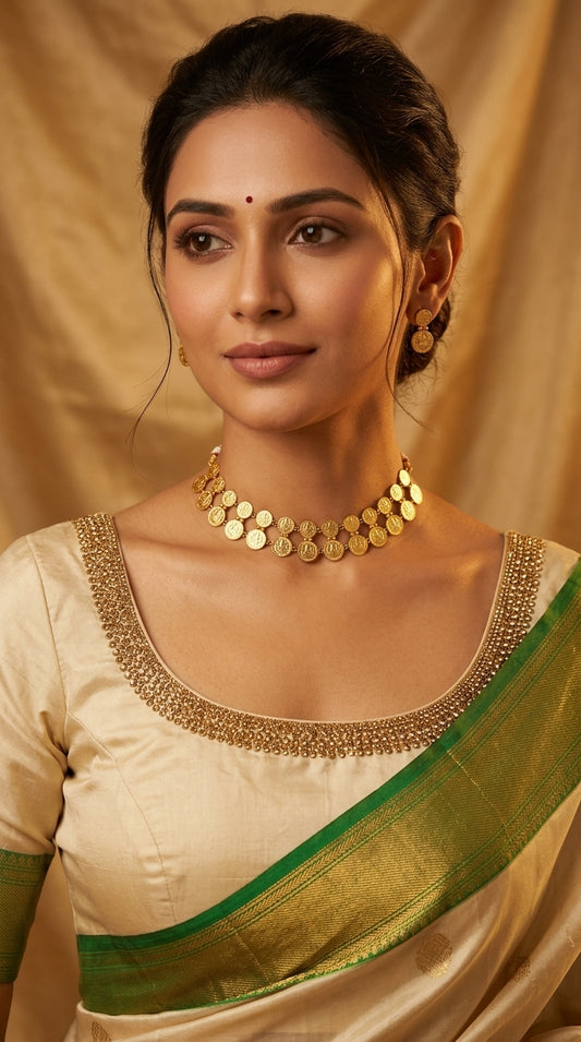 Gold-Toned Two-Layer Kaasu Lakshmi Necklace 249