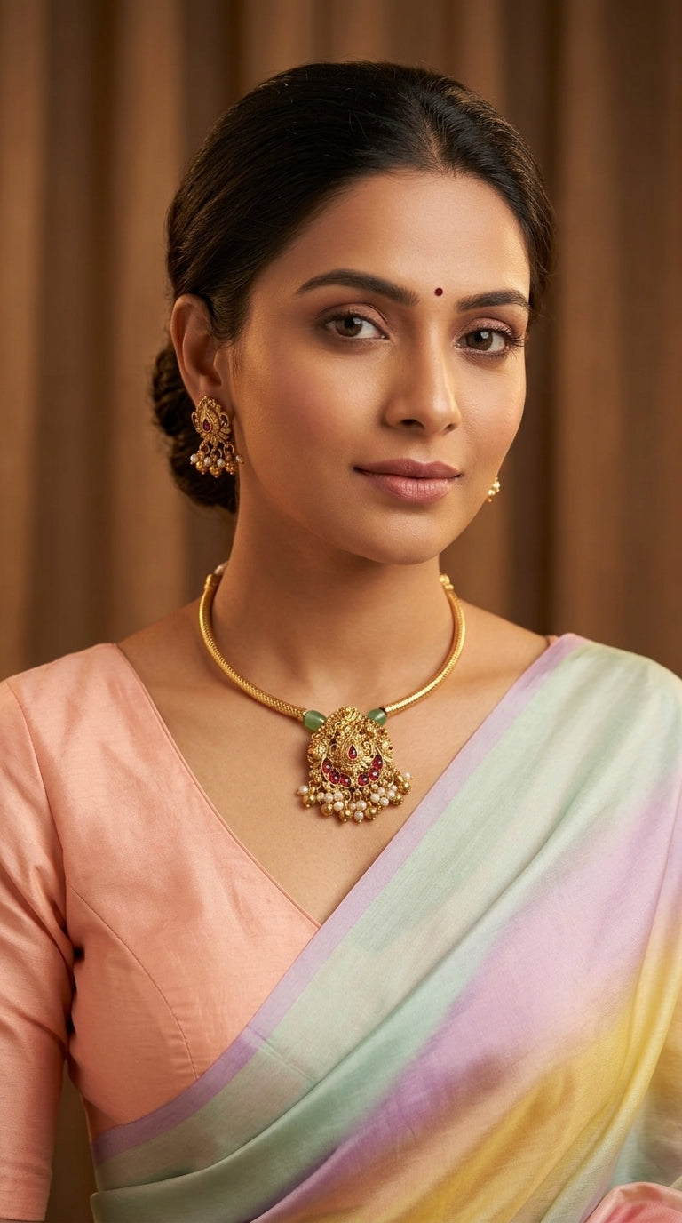 Gold-Toned Padma Peacock Pendant Necklace 1397