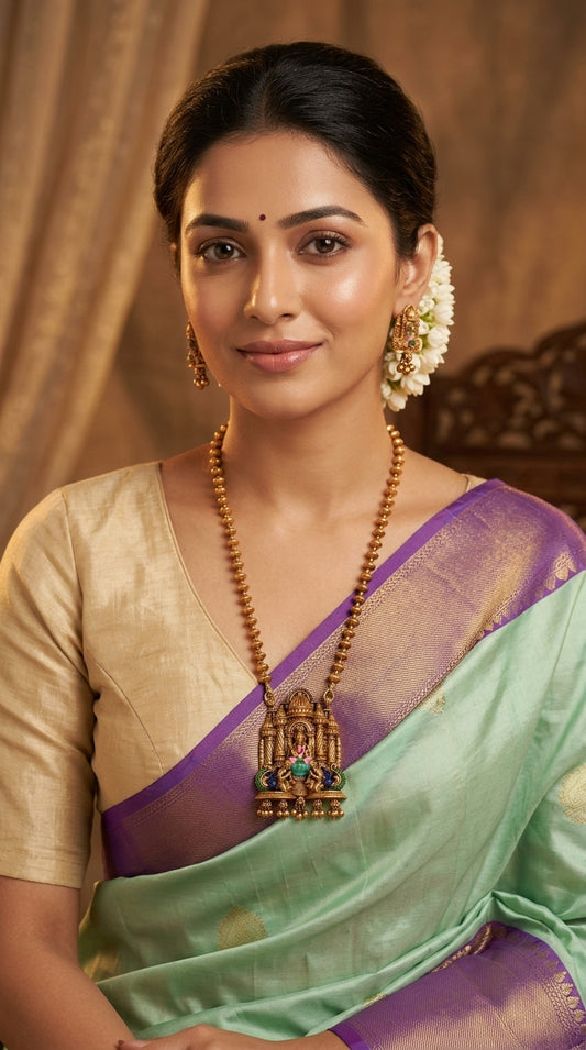 Gold-Toned Lakshmi Hand Painted Designed Necklace 1438
