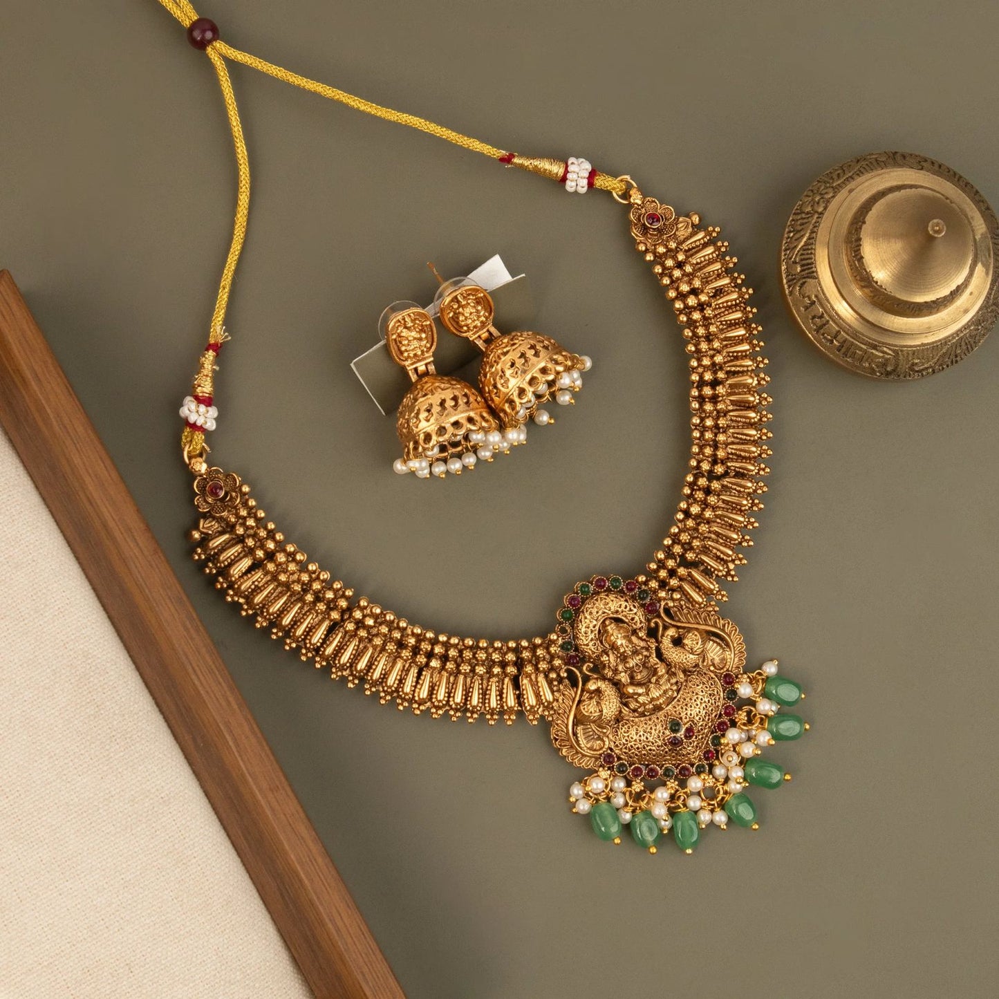 Gold-Toned Lakshmi Peacock Necklace 1594
