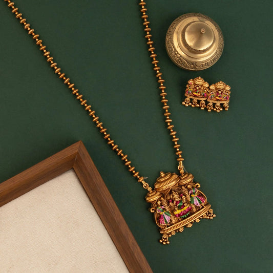 Gold-Toned Lotus Lakshmi Natya Long Necklace 1623