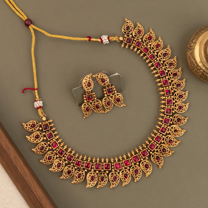 Gold-Toned  Traditional  Mango Choker Necklace 1725