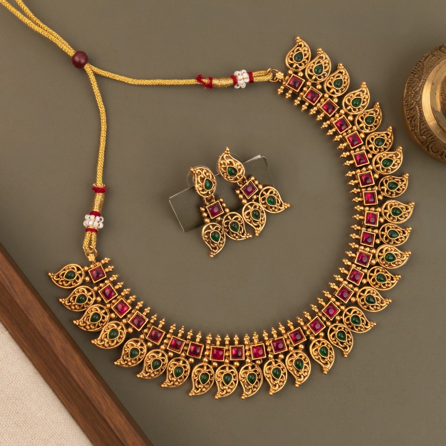 Gold-Toned  Traditional  Mango Choker Necklace 1725