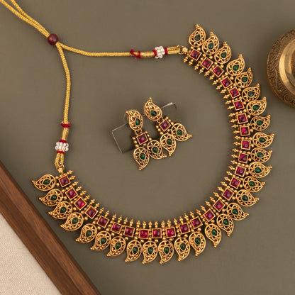Gold-Toned  Traditional  Mango Choker Necklace 1725